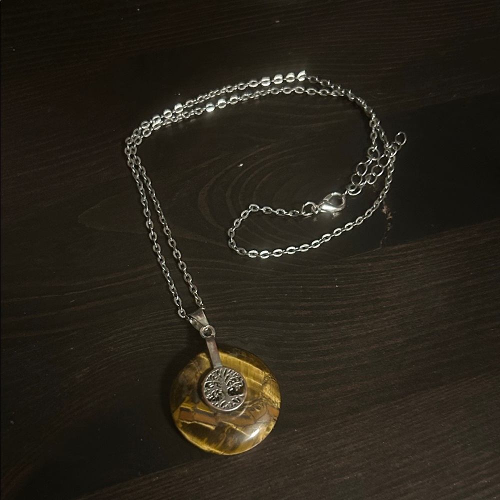 EARTHBOUND Silver and Brown Tree Pendant Necklace